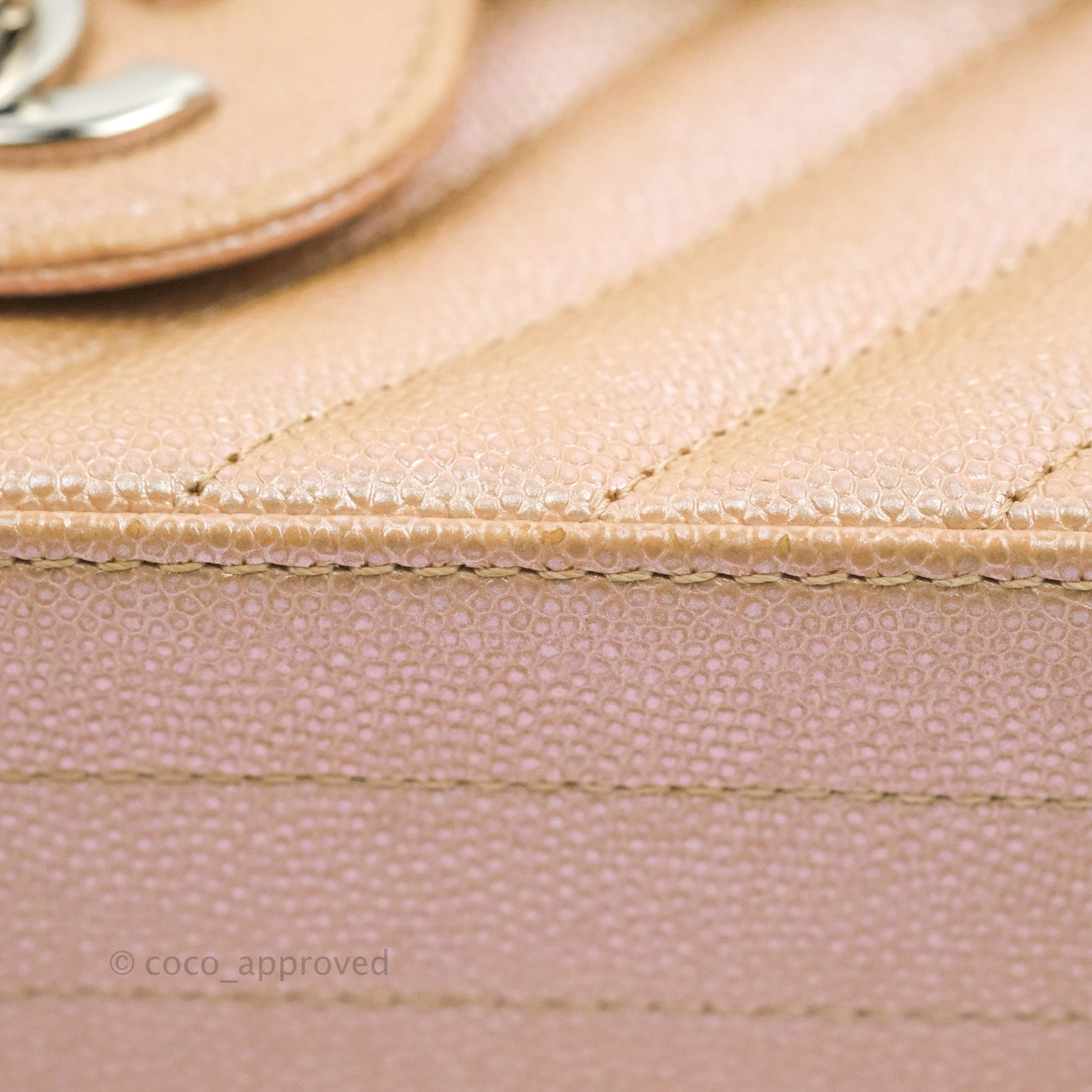 Chanel Quilted Mini Rectangular Flap Iridescent Pink Rose Gold Silver Hardware 17B