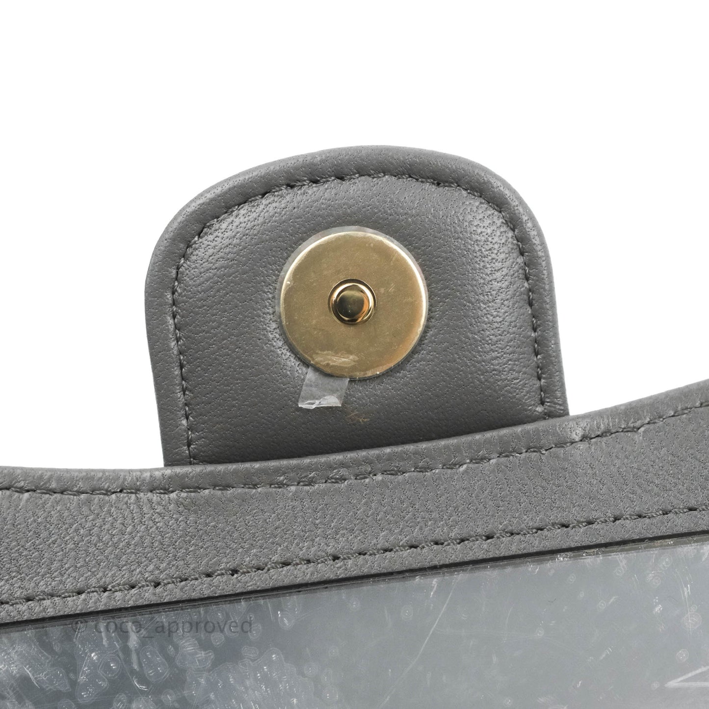 Chanel Mini Handle Clutch With Chain Grey Lambskin Gold Hardware