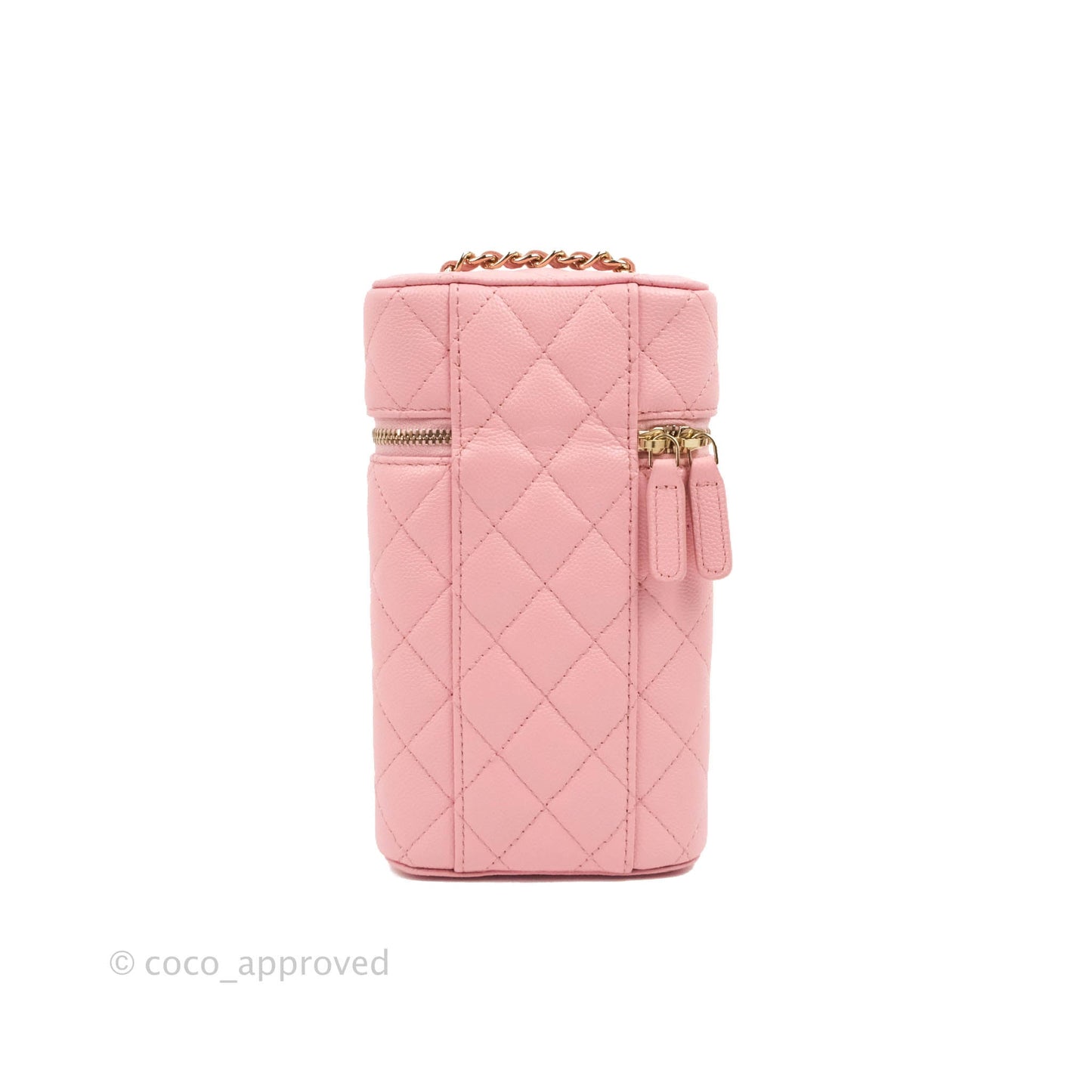 Chanel Vanity Phone Holder With Chain Pink Caviar Gold Hardware