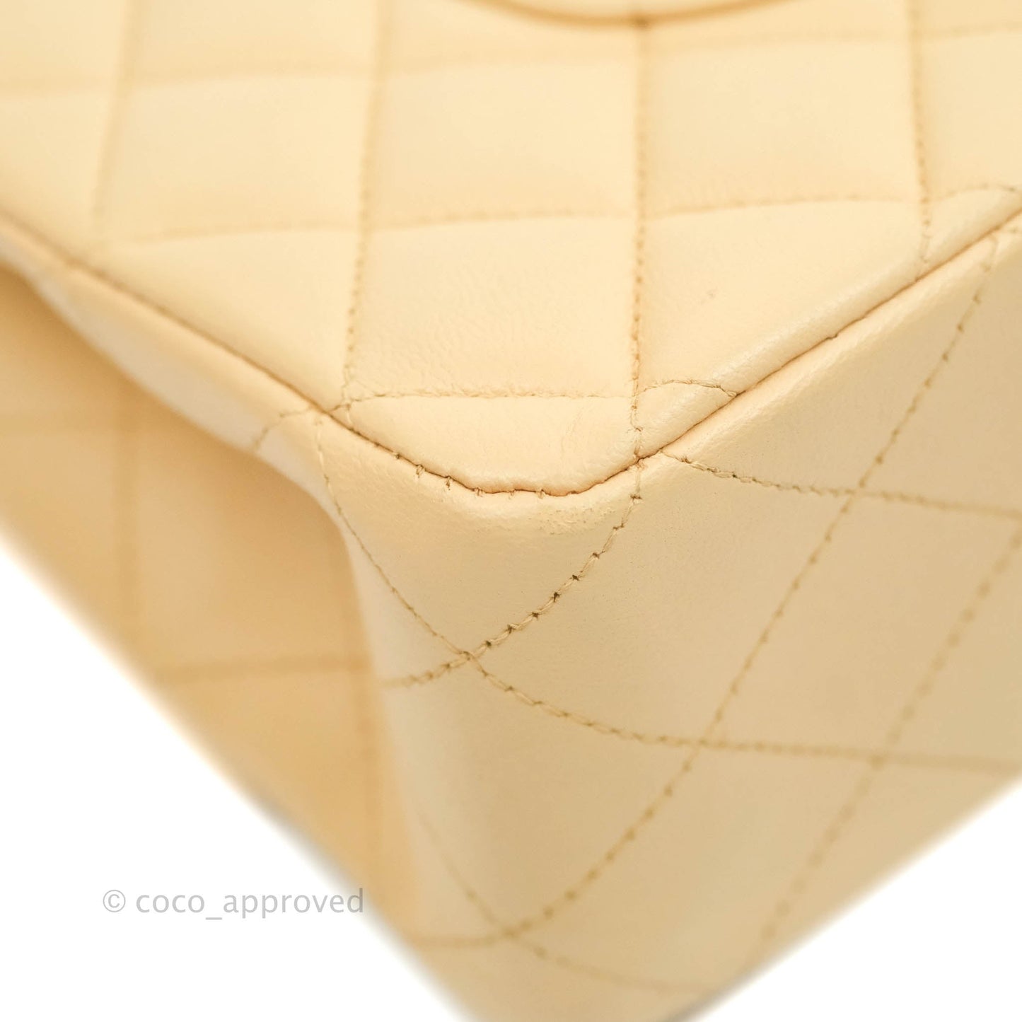 Chanel Classic M/L Medium Flap Quilted Beige Lambskin Gold Hardware