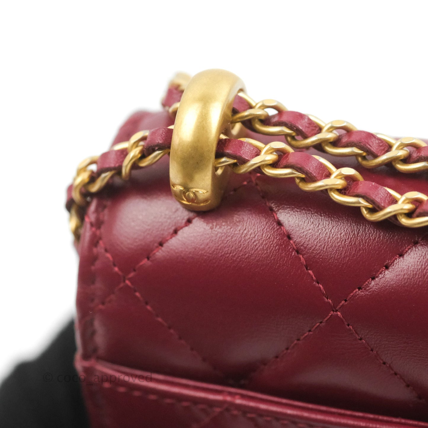 Chanel Quilted Perfect Fit Adjustable Wallet On Chain WOC Burgundy Calfskin Aged Gold Hardware