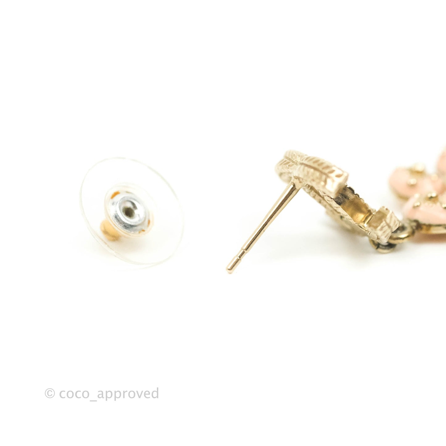 Chanel CC Pearl Flower Drop Earrings Gold Tone 18C