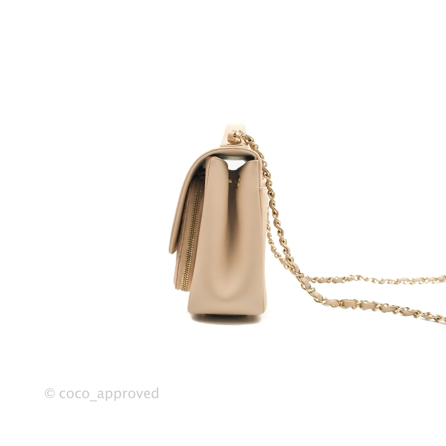 Chanel Quilted Medium Business Affinity Flap Light Beige Caviar Gold Hardware
