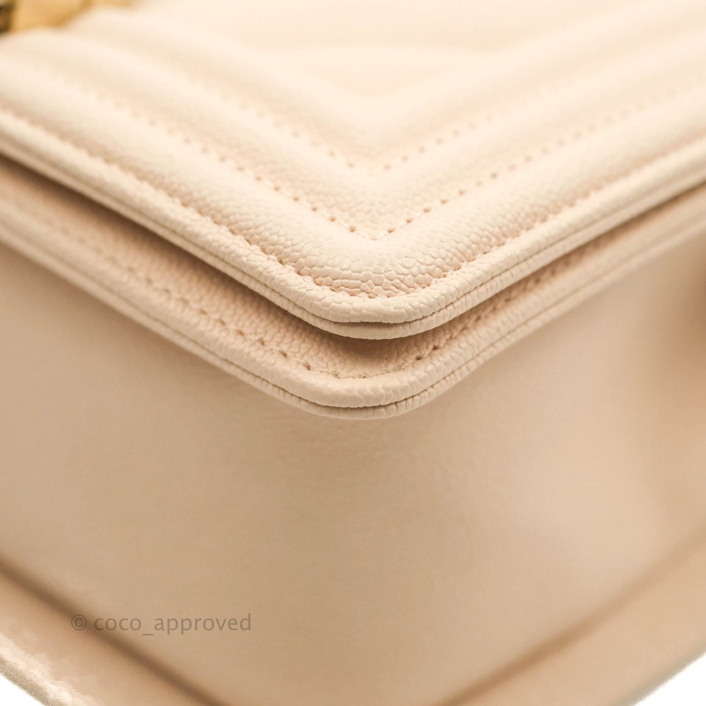 Chanel Small Boy Chevron Light Pink Caviar Gold Hardware