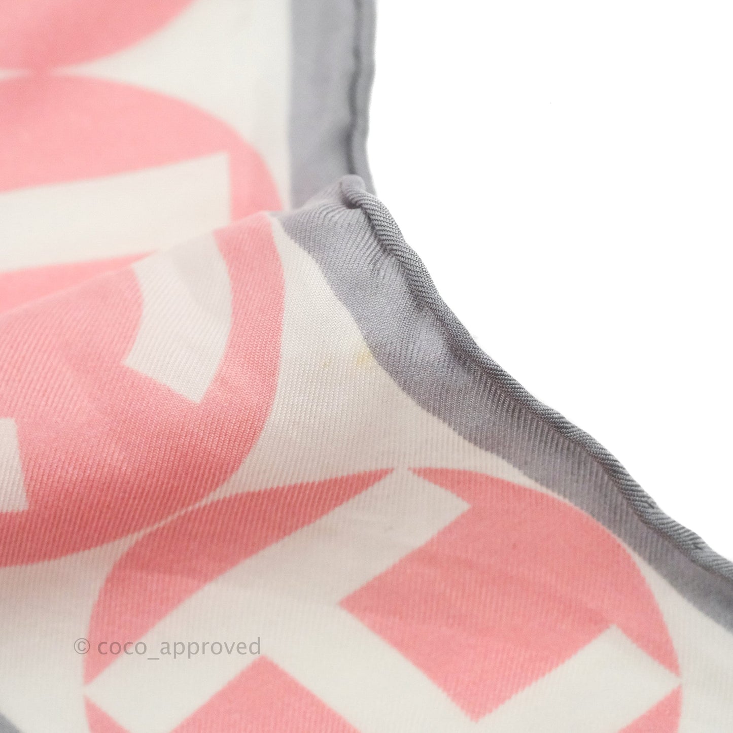 Chanel CC Silk Square Scarf 90 Grey/Pink/White