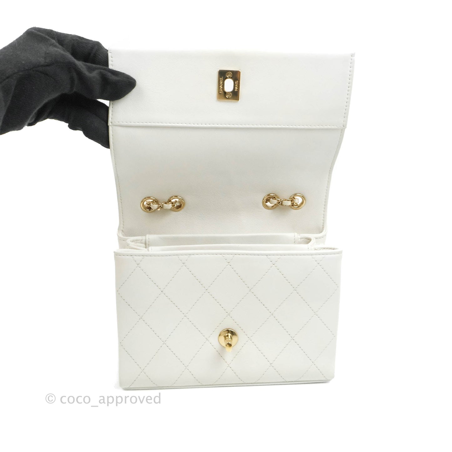 Chanel Flap Bag White Calfskin Gold Hardware 19S