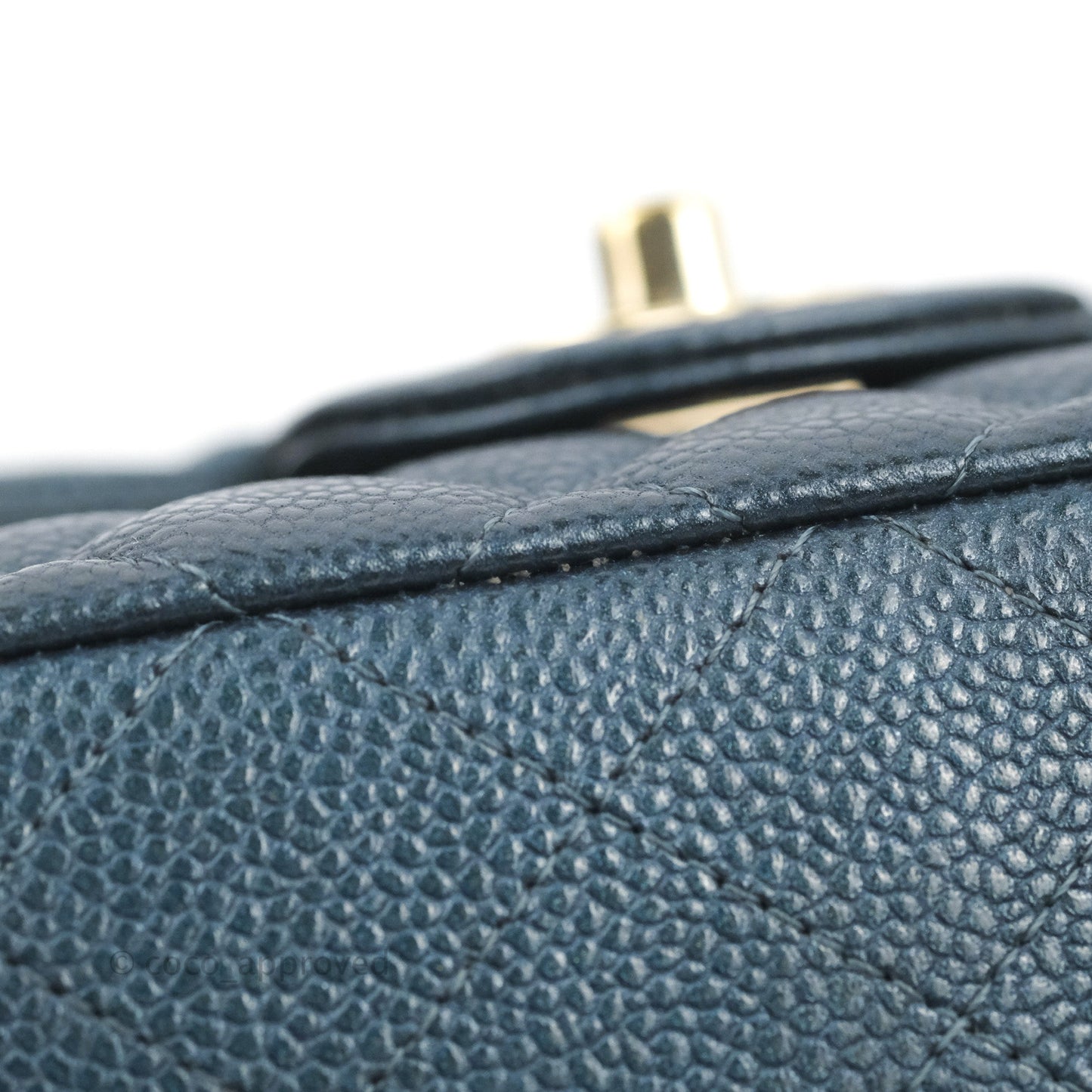 Chanel Small Classic Flap Quilted Iridescent Navy Caviar Gold Hardware 18S