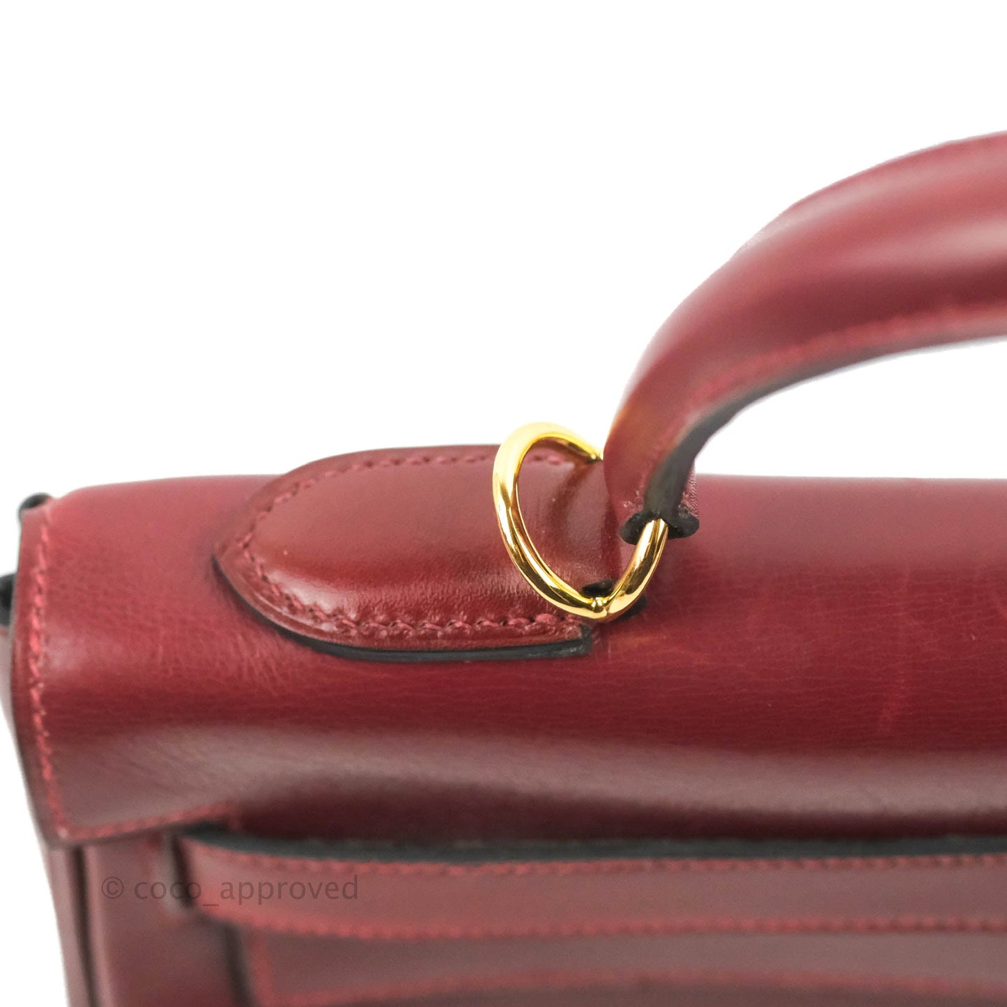Hermès Vintage Kelly Retourne 32 Dark Red Gold Hardware