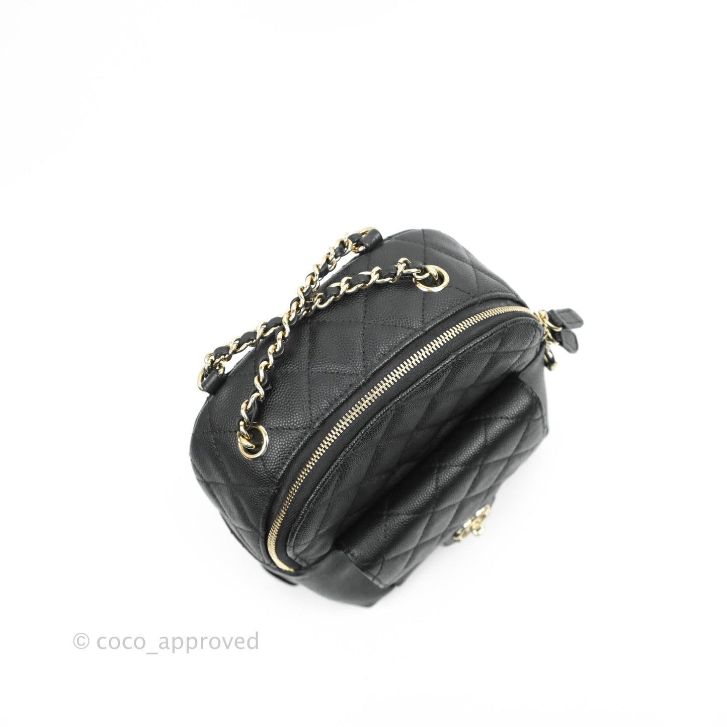 Chanel Quilted Small CC Day Backpack Black Caviar Gold Hardware