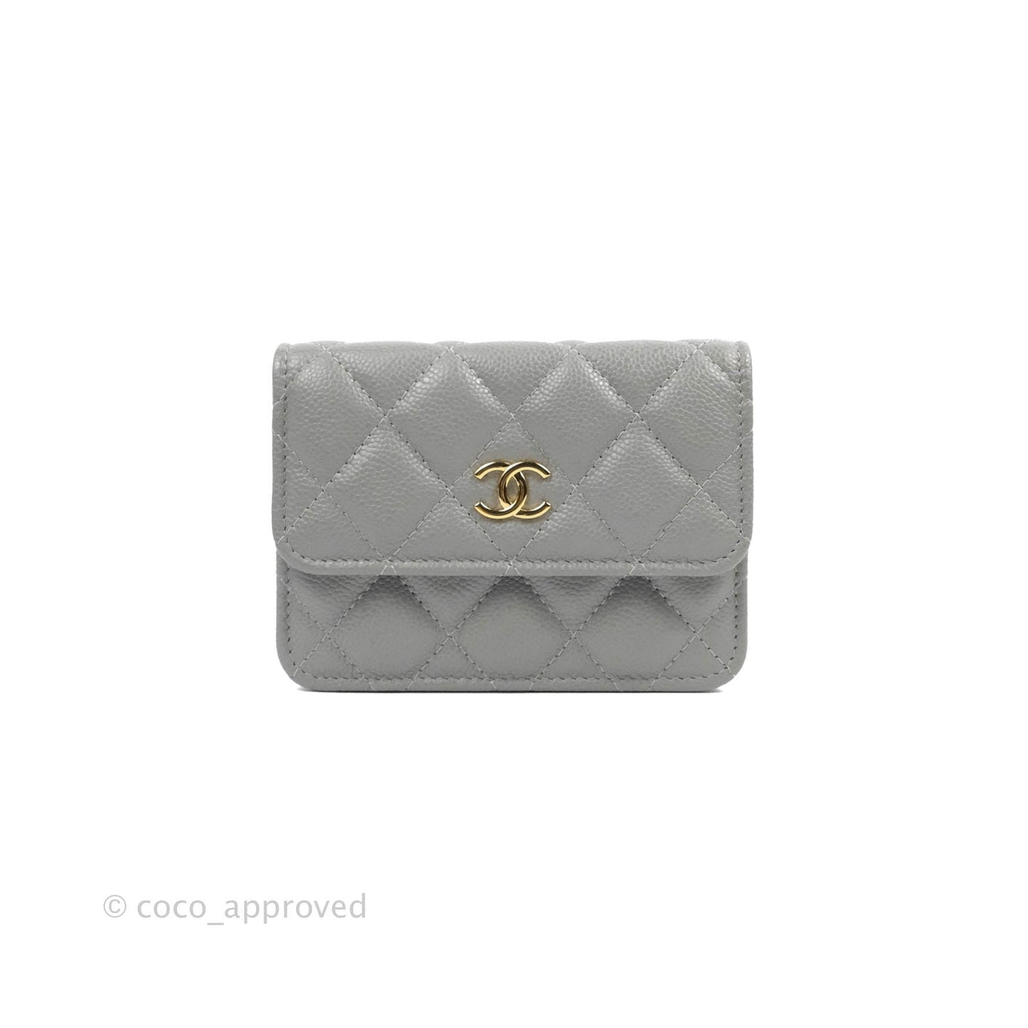 Chanel Miss Coco Clutch With Chain Quilted Grey Caviar Gold Hardware