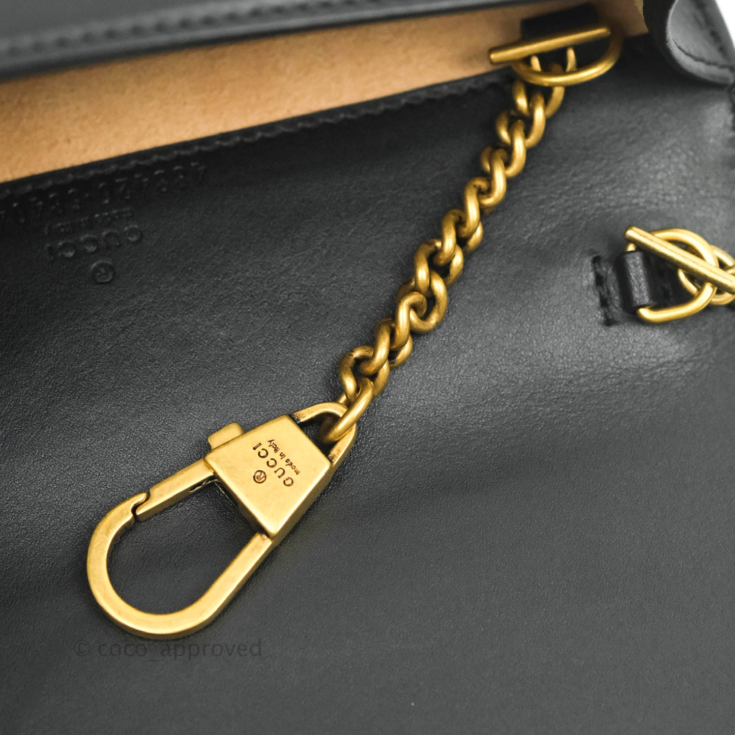 Gucci Matelasse GG Marmont Mini Chain Flap Bag Black Calfskin Gold Hardware