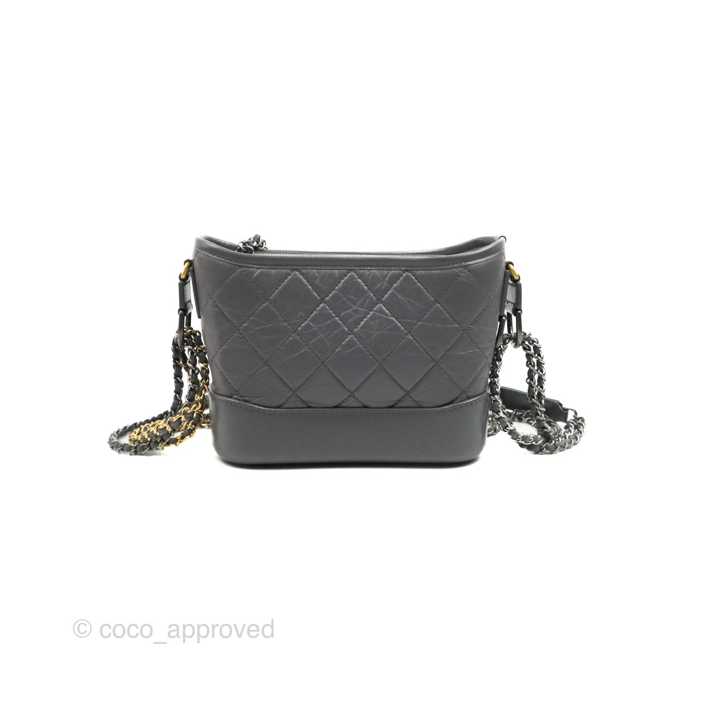 Chanel Quilted Small Gabrielle Hobo Grey Calfskin Mixed Hardware