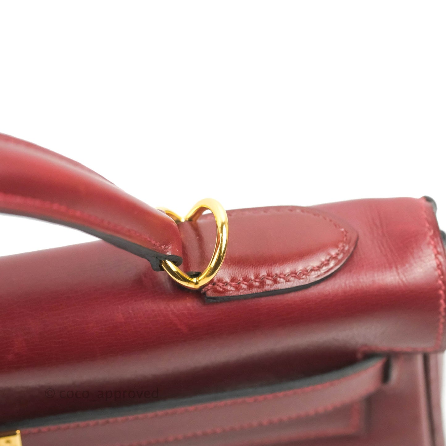 Hermès Vintage Kelly Retourne 32 Dark Red Gold Hardware