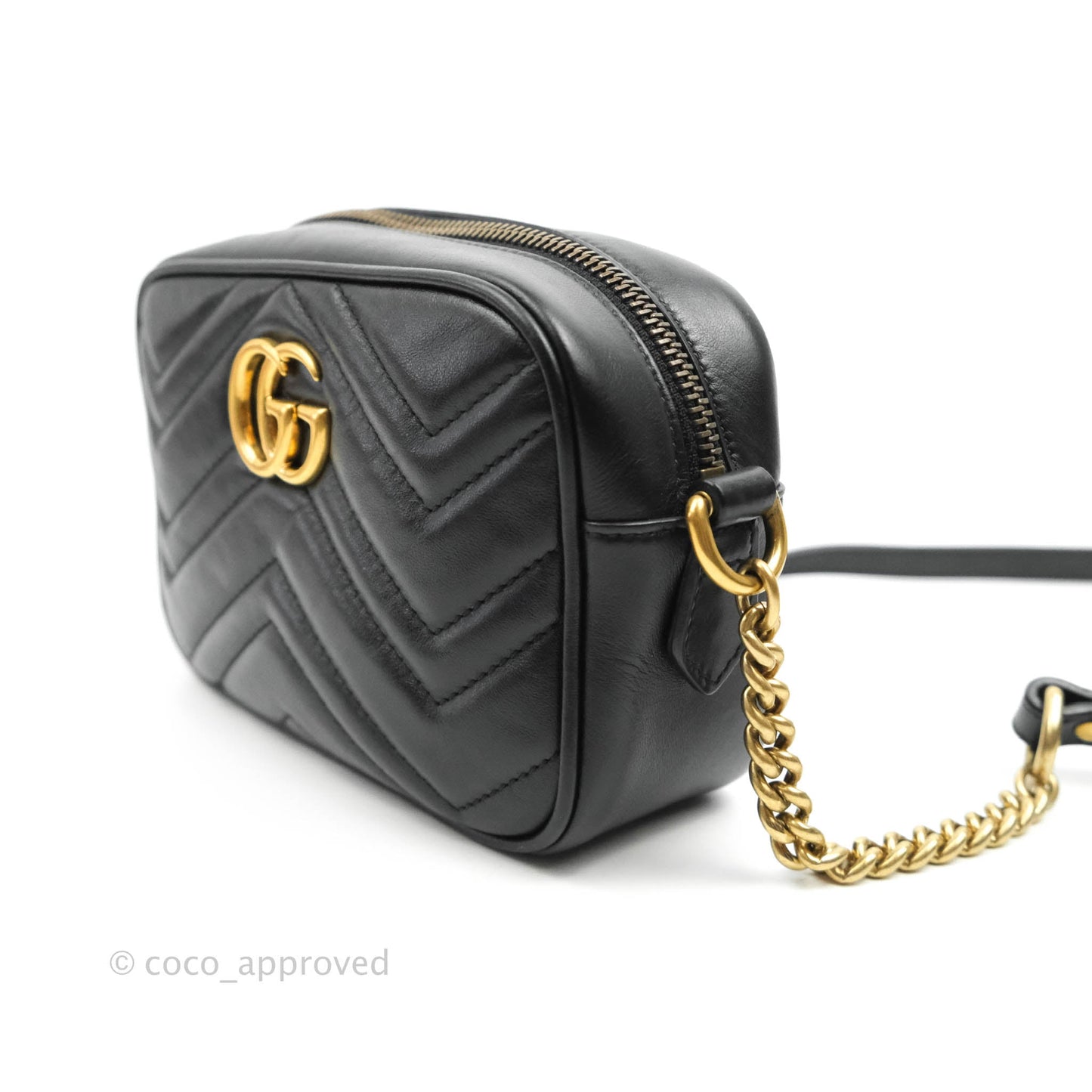 Gucci Mini Matelasse GG Marmont Camera Bag Black Calfskin Gold Hardware