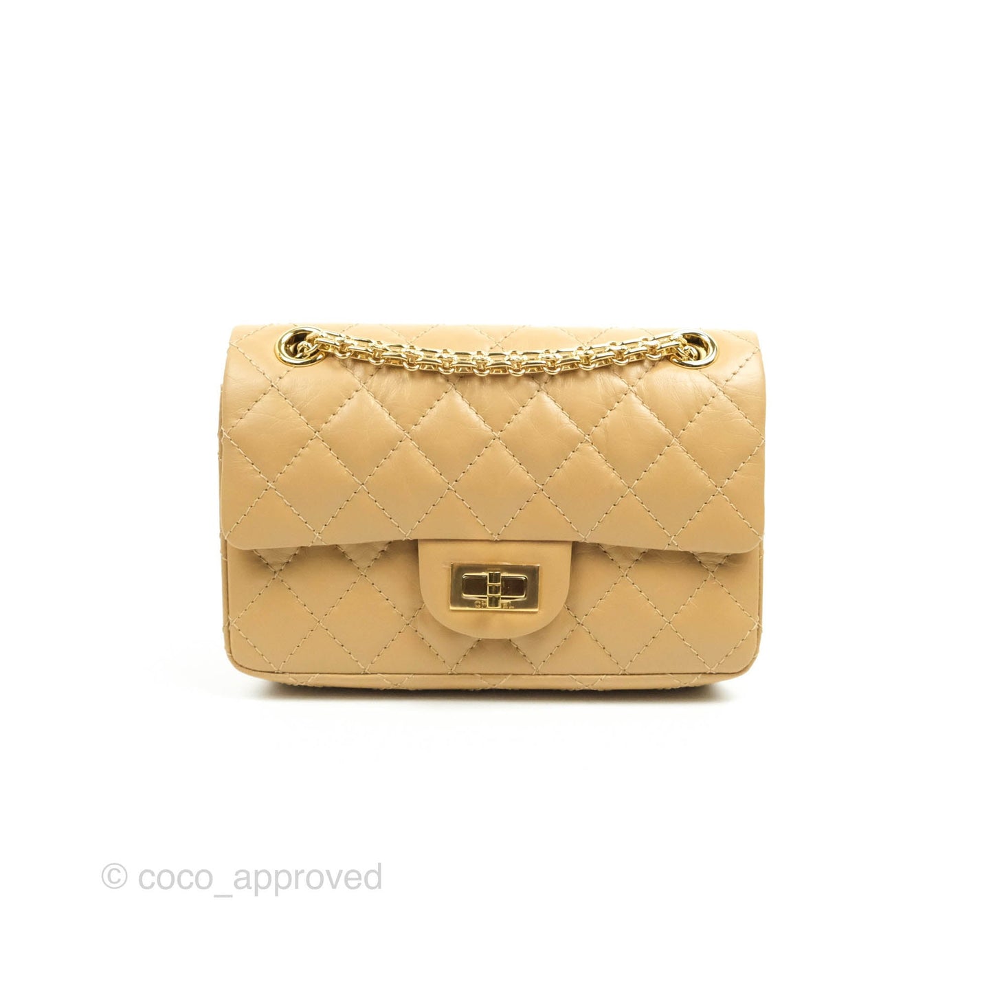 Chanel Mini Reissue 224 Dark Beige Aged Calfskin Gold Hardware