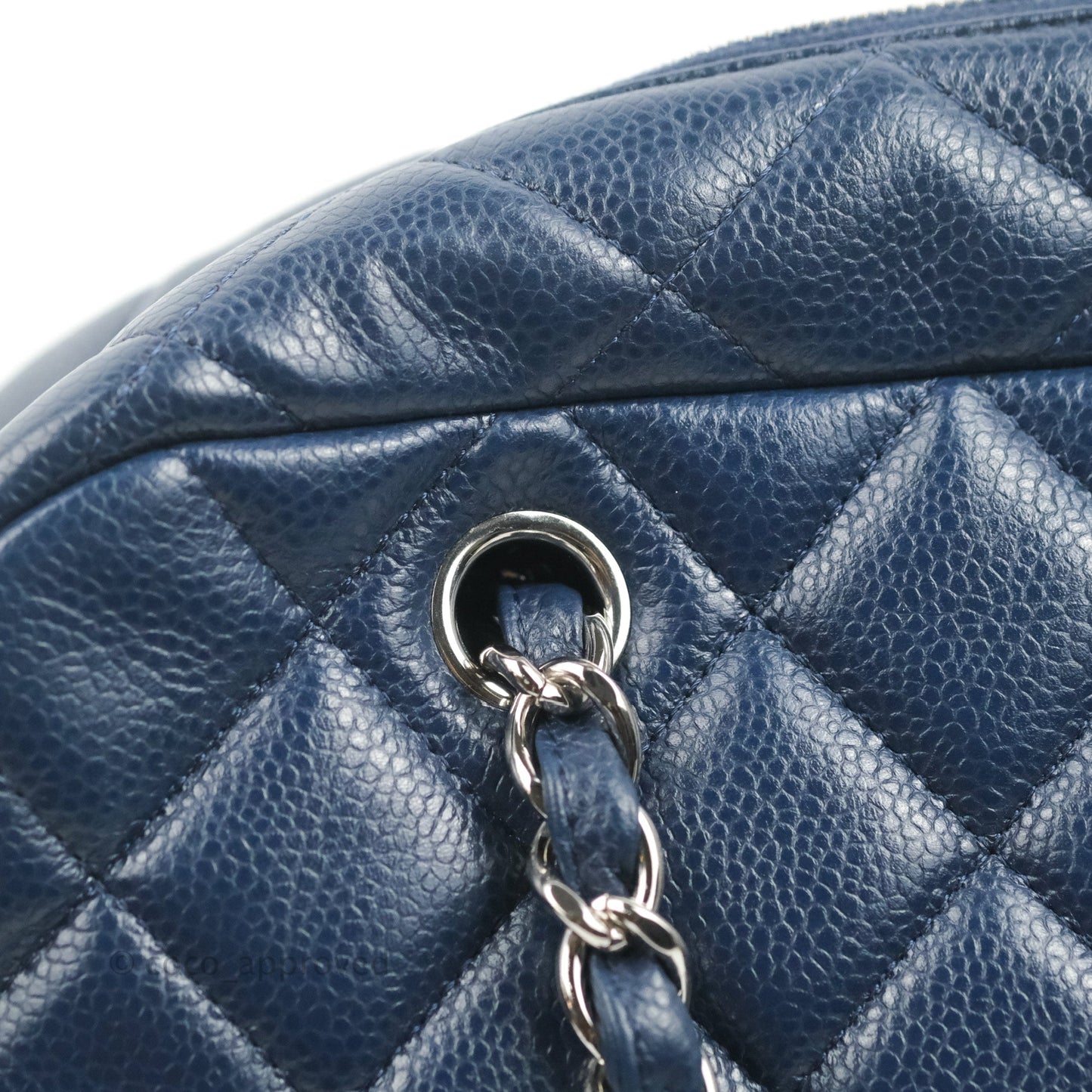 Chanel Quilted Large Classic Camera Bag Navy Caviar Silver Hardware