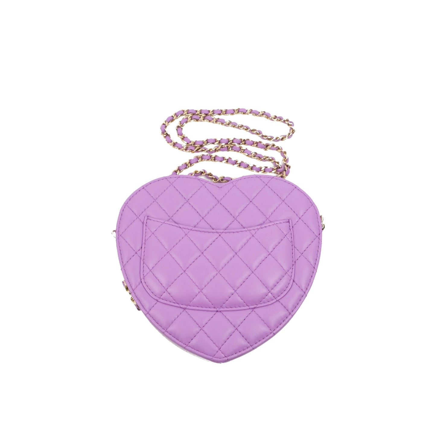Chanel Large Heart Bag Purple Lambskin Gold Hardware 22S