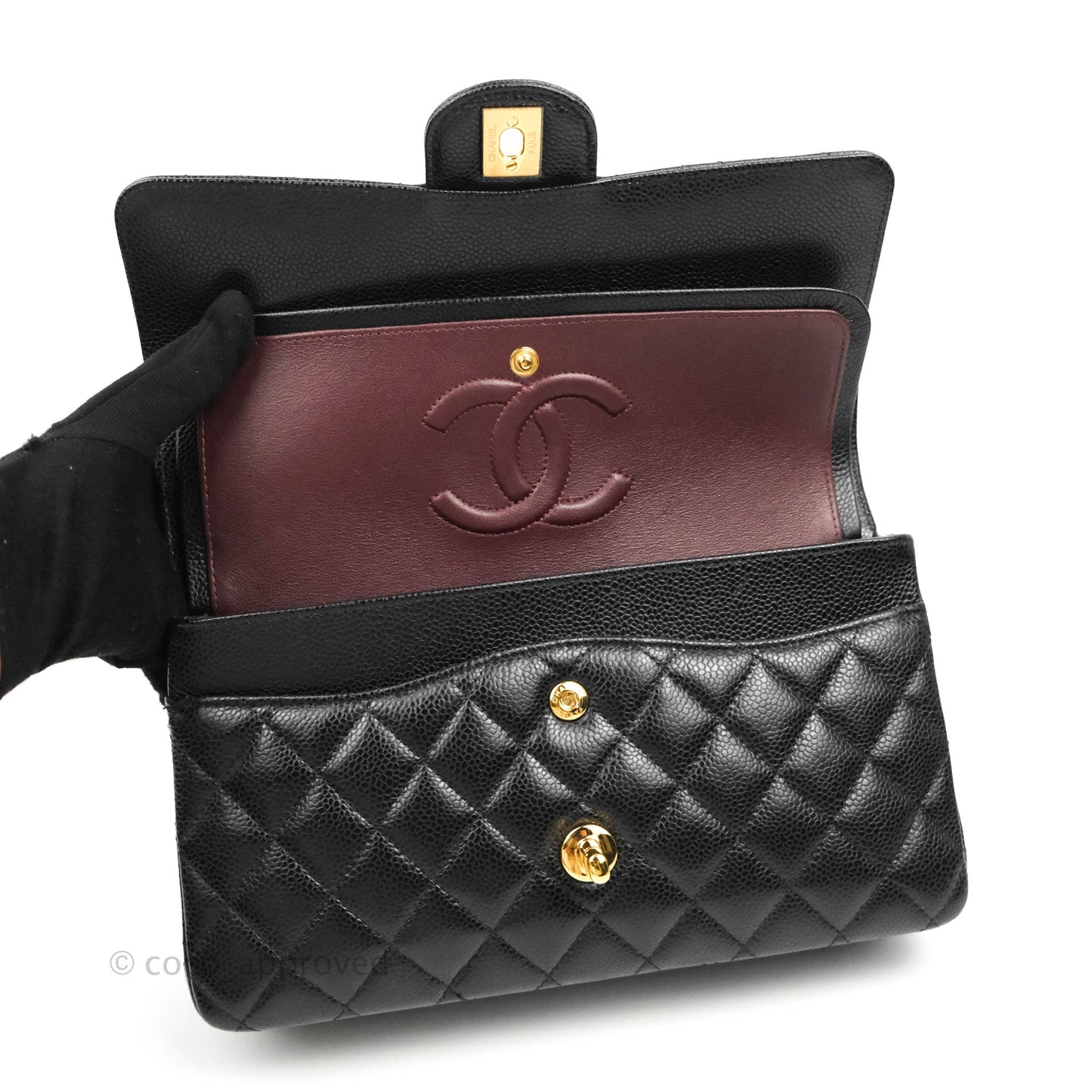Chanel Medium Classic Quilted Flap Black Caviar Gold Hardware