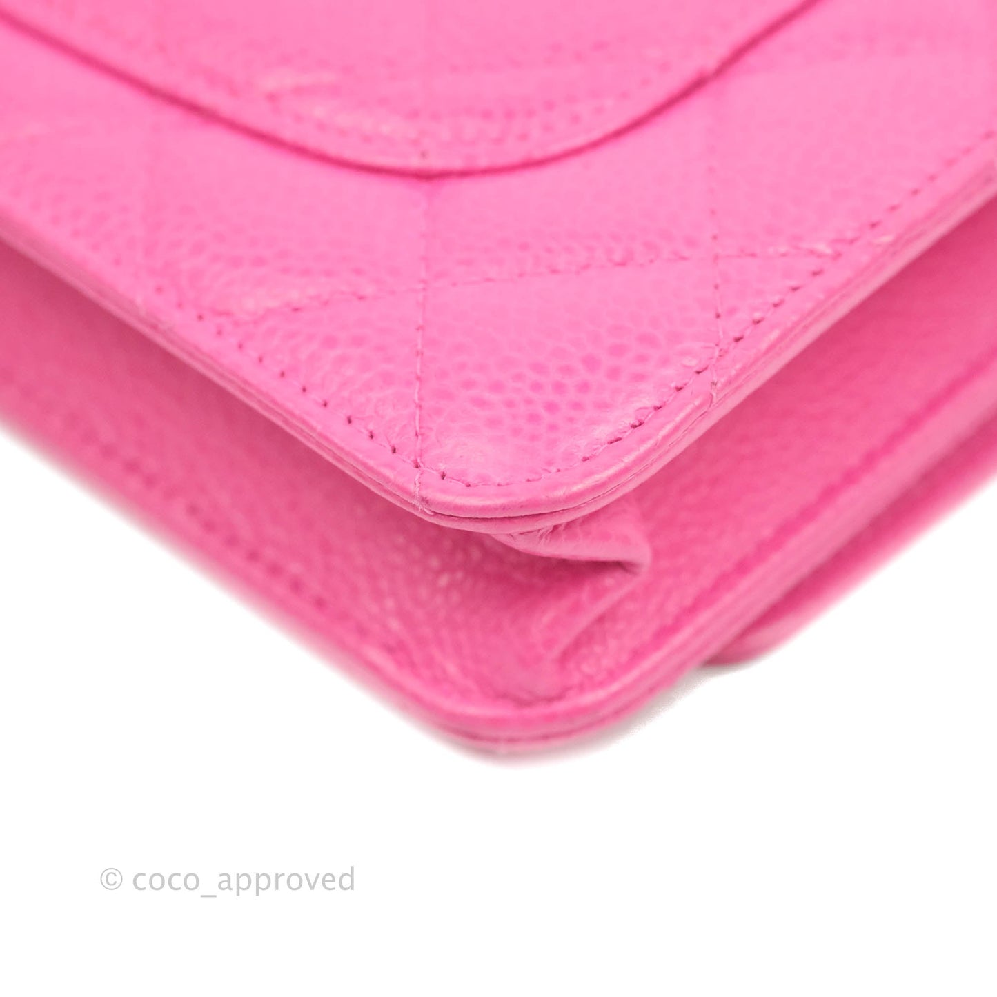 Chanel Quilted Wallet on Chain WOC Pink Caviar Silver Hardware