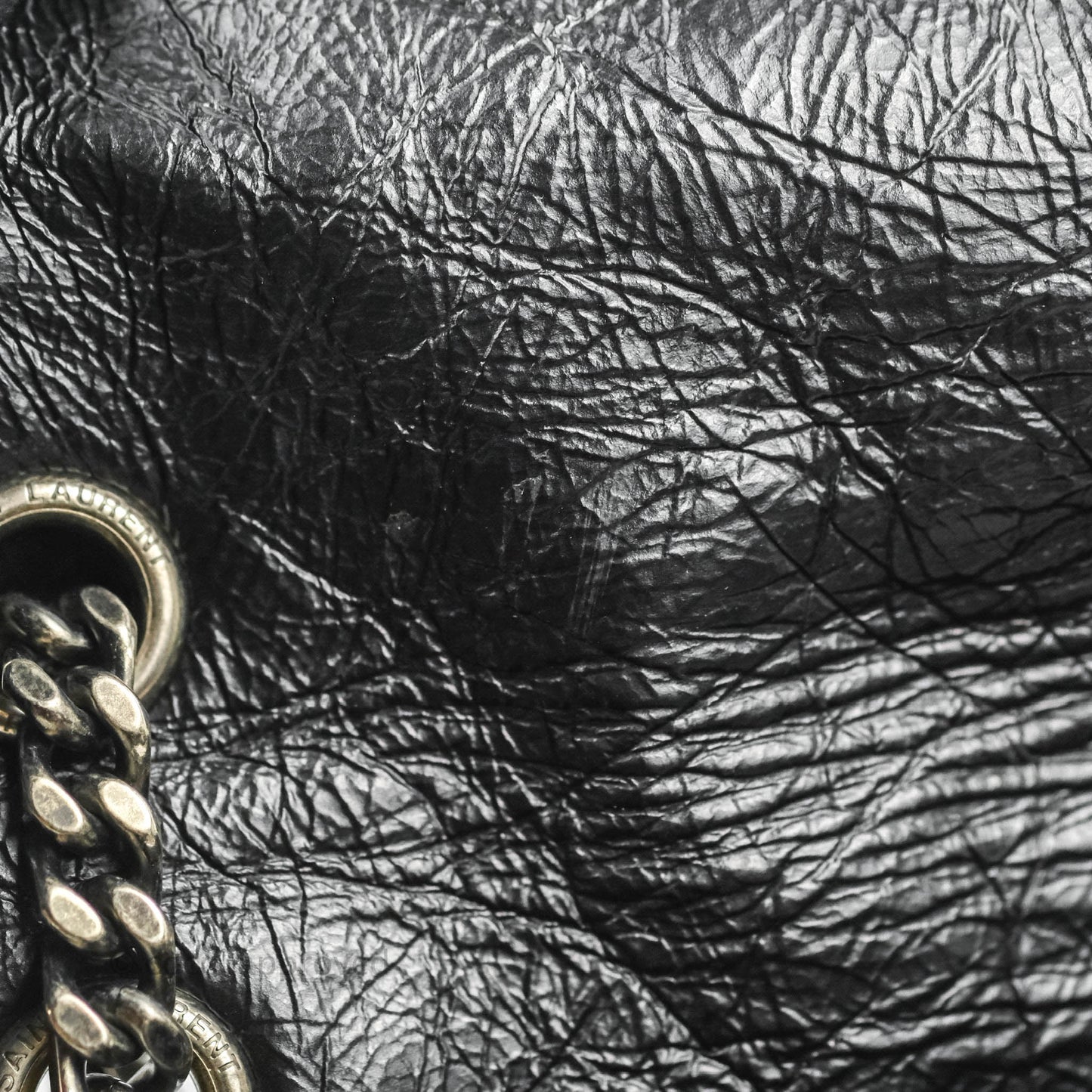 Saint Laurent Medium Niki Chain Bag Crinkled Calfskin Black