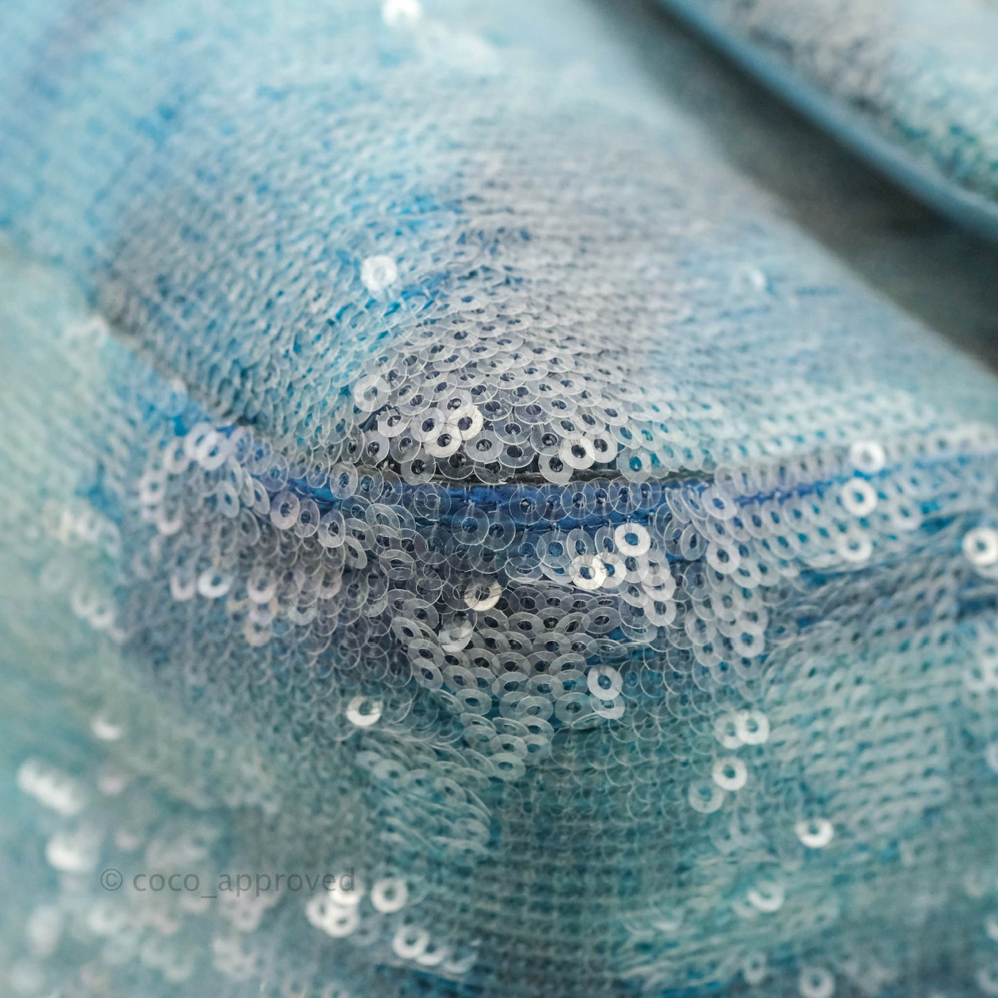 Chanel Large Sequin Waterfall Flap Bag Blue Silver Hardware