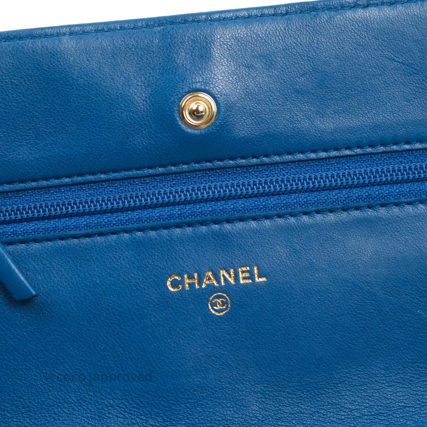 Chanel Quilted Classic Wallet on Chain WOC Blue Lambskin Gold Hardware