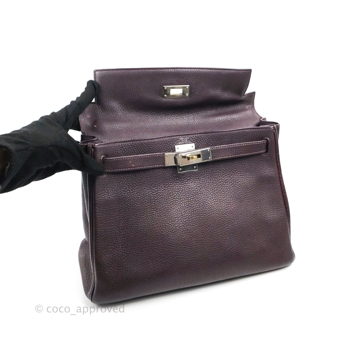 Hermès Retourne Kelly 28 Raisin TPM Palladium Hardware