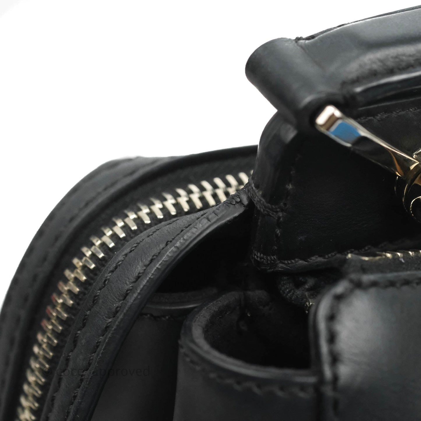 Fendi DotCom Satchel Bag Black Royal Blue Calfskin