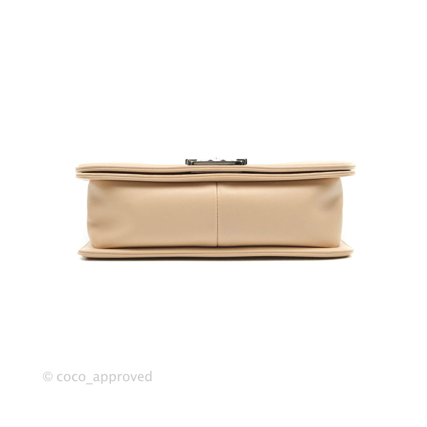 Chanel Chevron Medium Boy Light Pink Beige Calfskin Silver Hardware