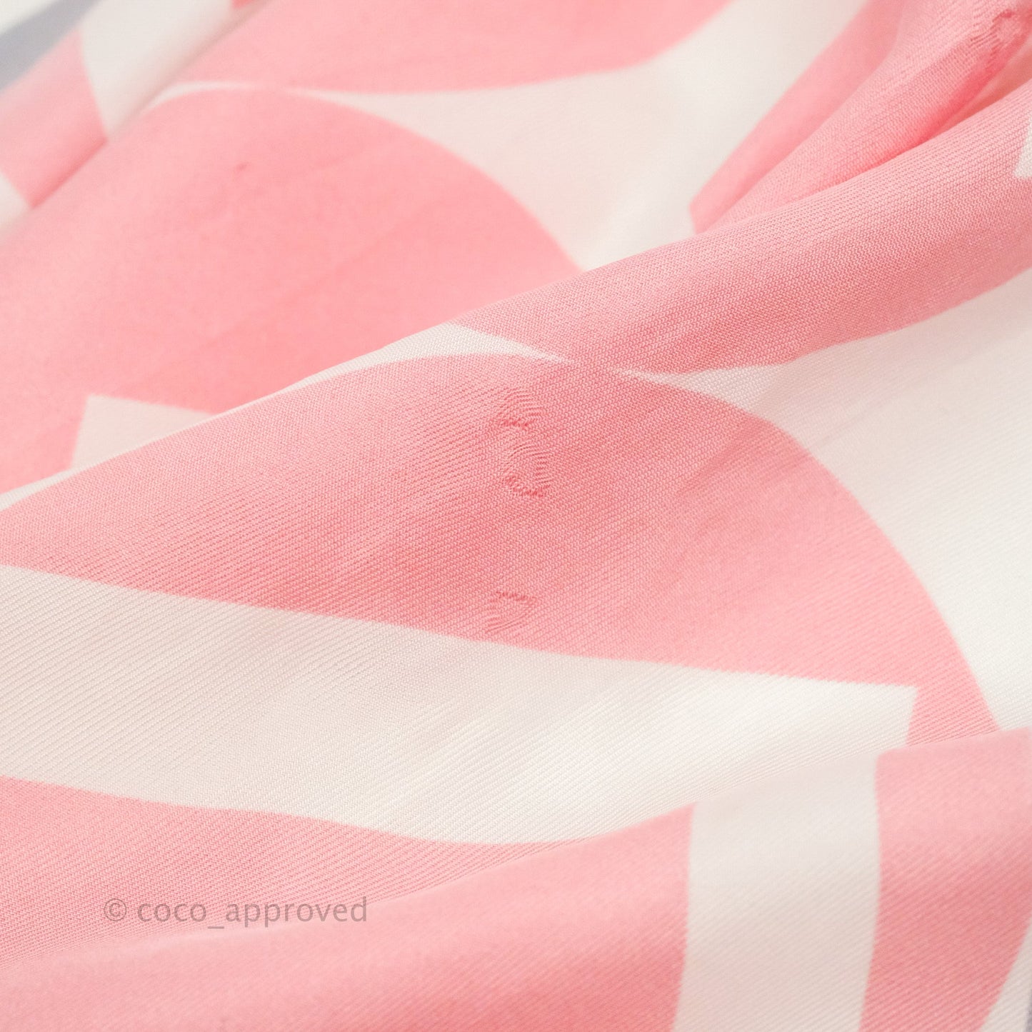 Chanel CC Silk Square Scarf 90 Grey/Pink/White
