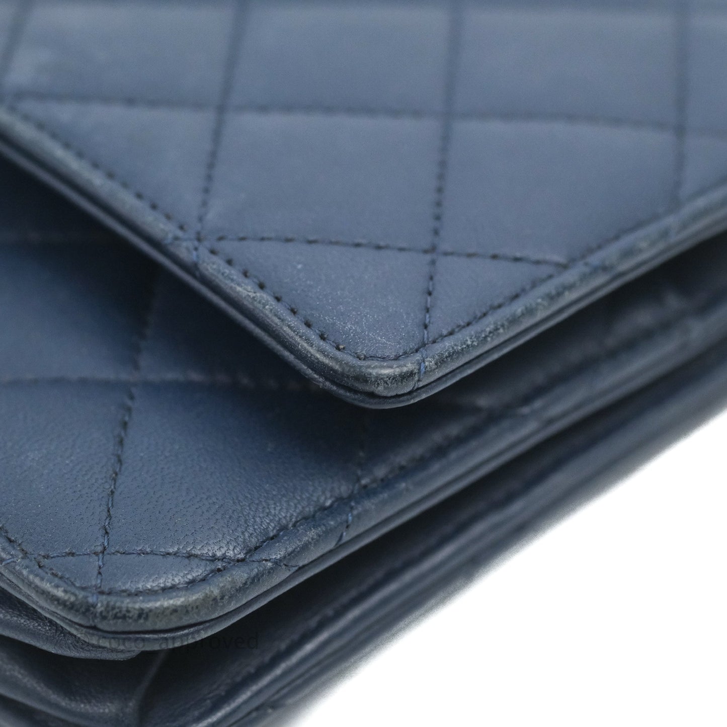 Chanel Quilted Classic Wallet on Chain WOC Navy Lambskin Silver Hardware