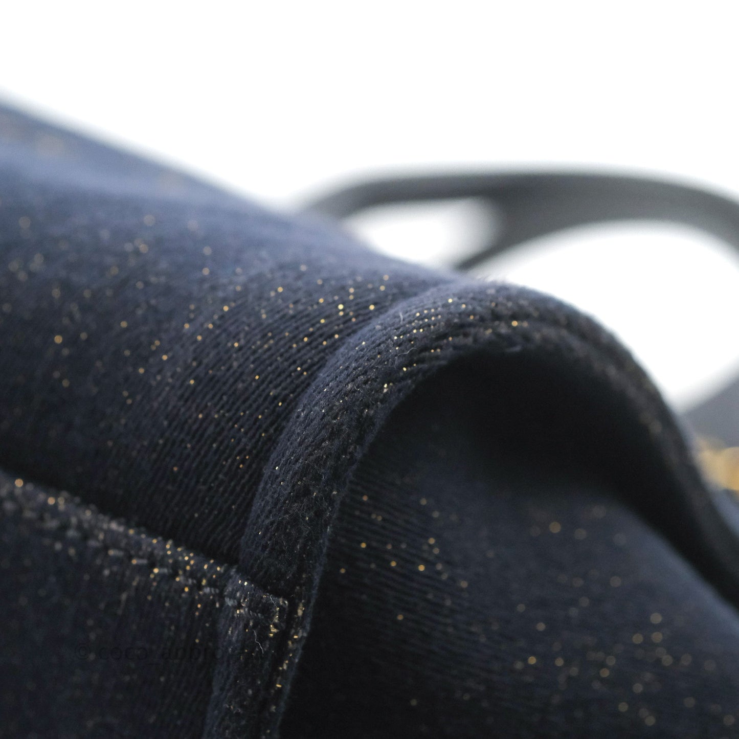 Chanel Canvas Large Deauville Tote Navy Glittery Gold Logo 19B