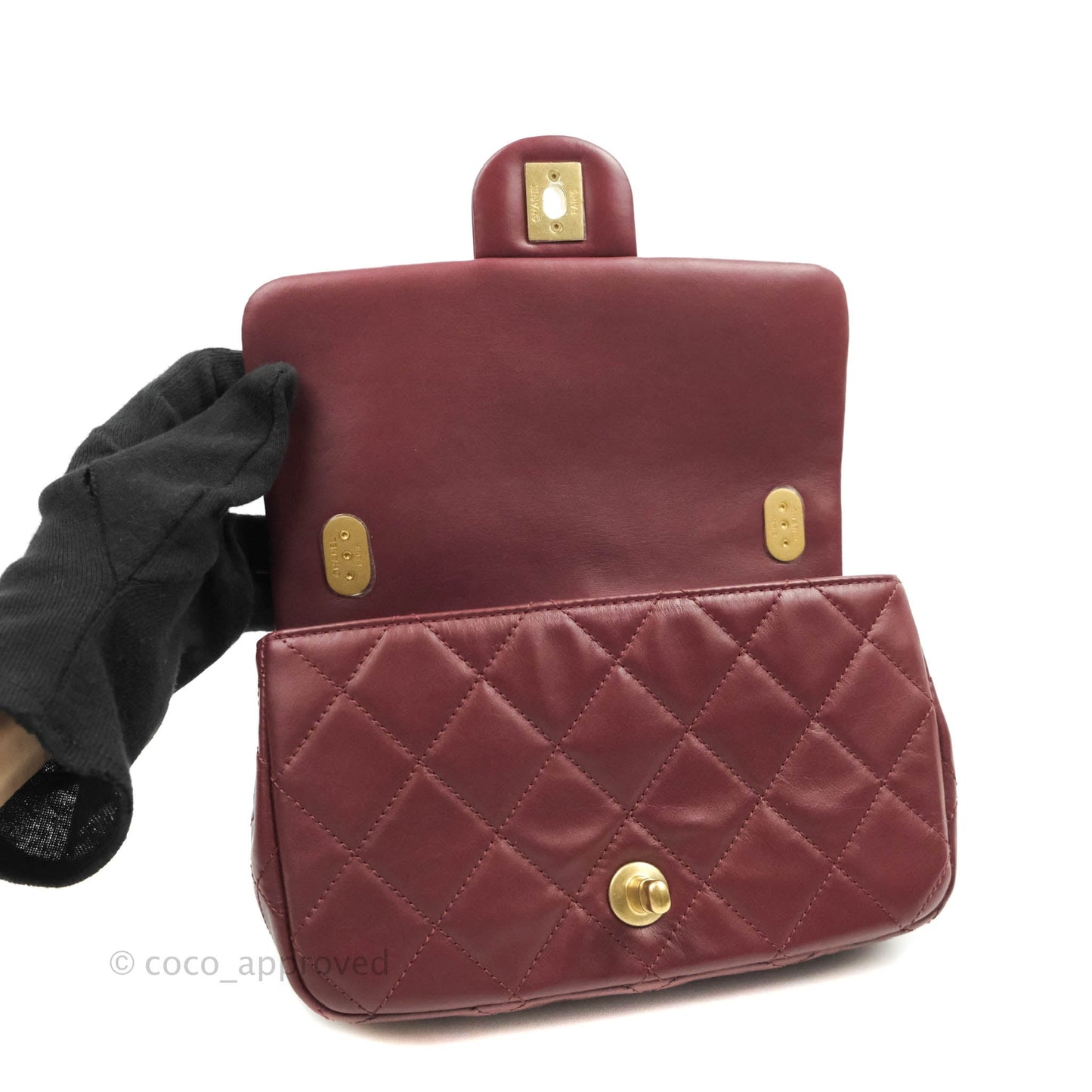 Chanel Quilted Small Crystal Pearls Flap Burgundy Calfskin Gold Hardware 20K