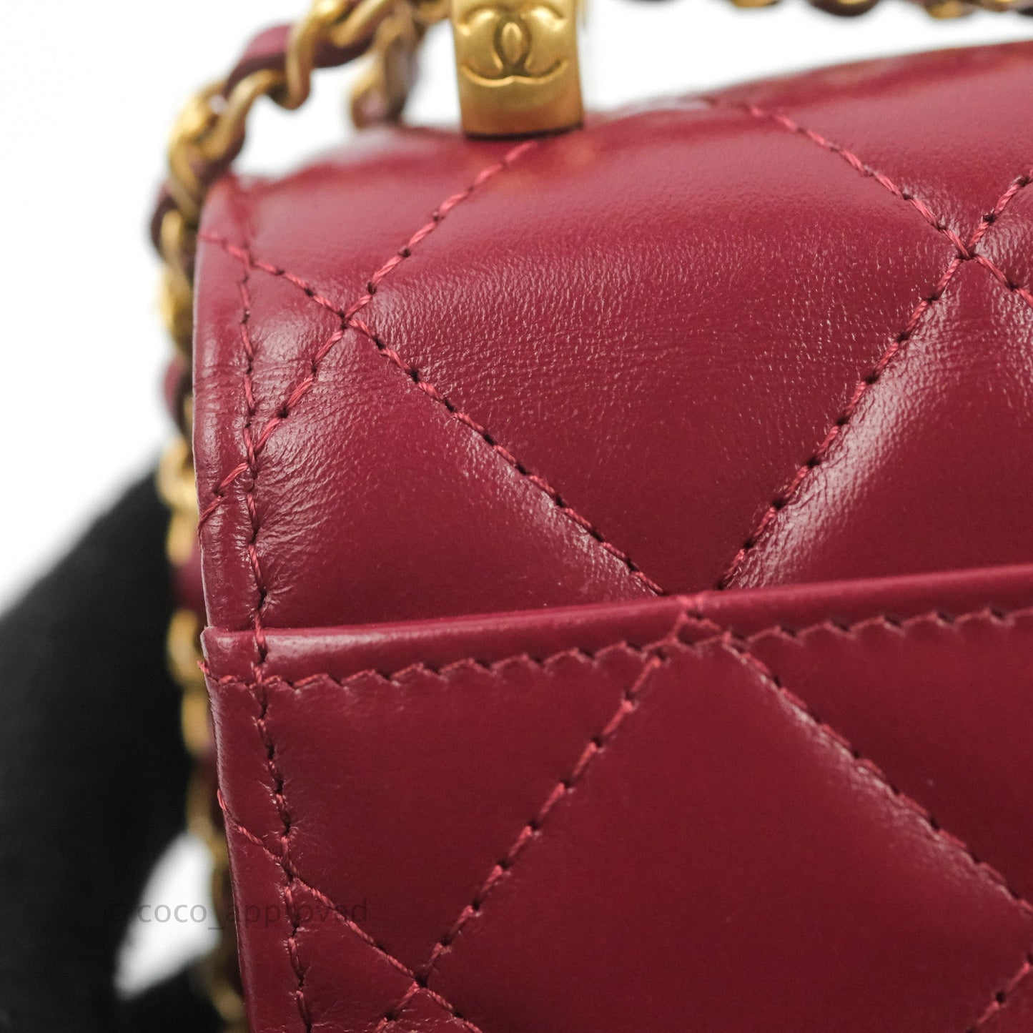 Chanel Quilted Perfect Fit Adjustable Wallet On Chain WOC Burgundy Calfskin Aged Gold Hardware