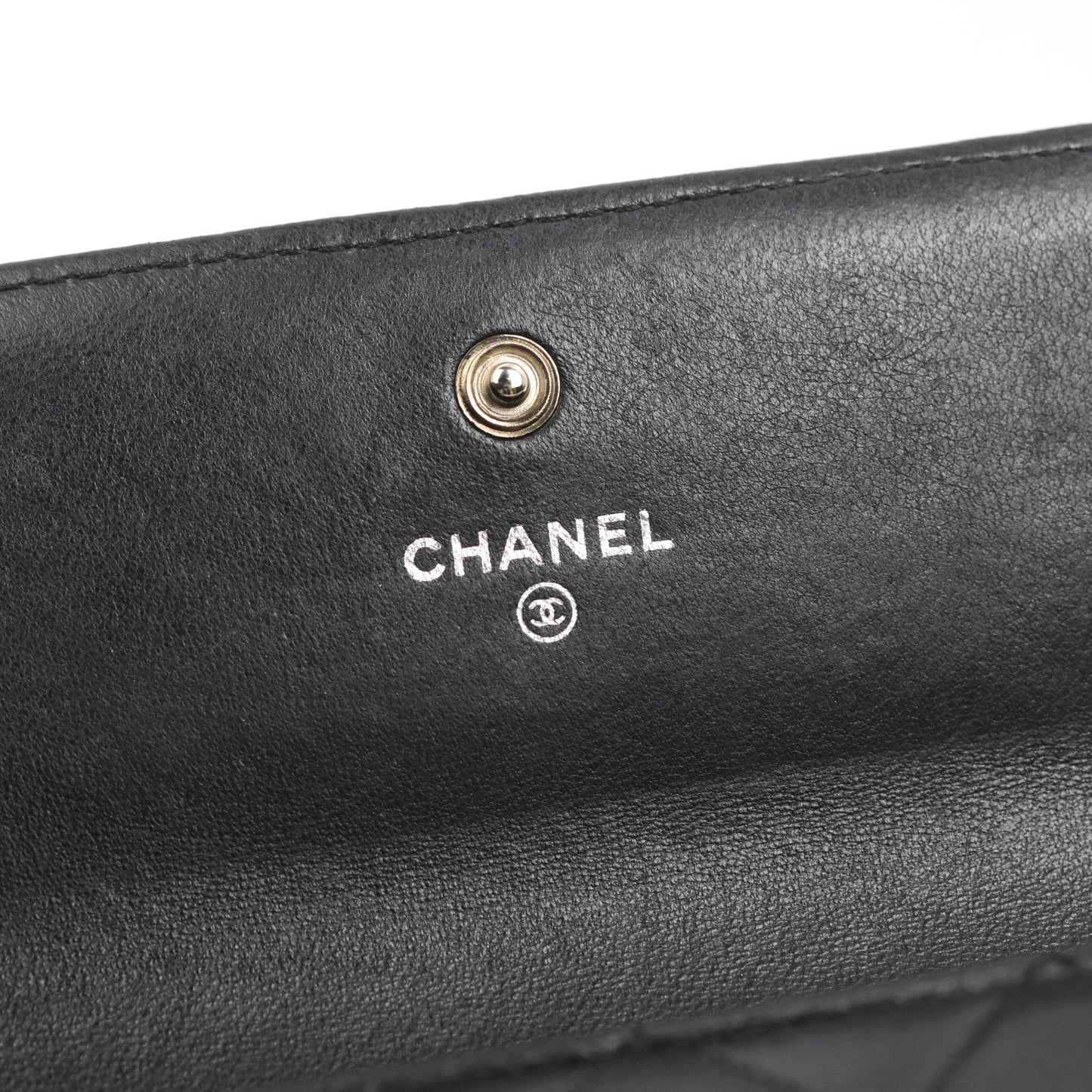Chanel Quilted Boy Flap Long Wallet Black Lambskin Ruthentium Hardware