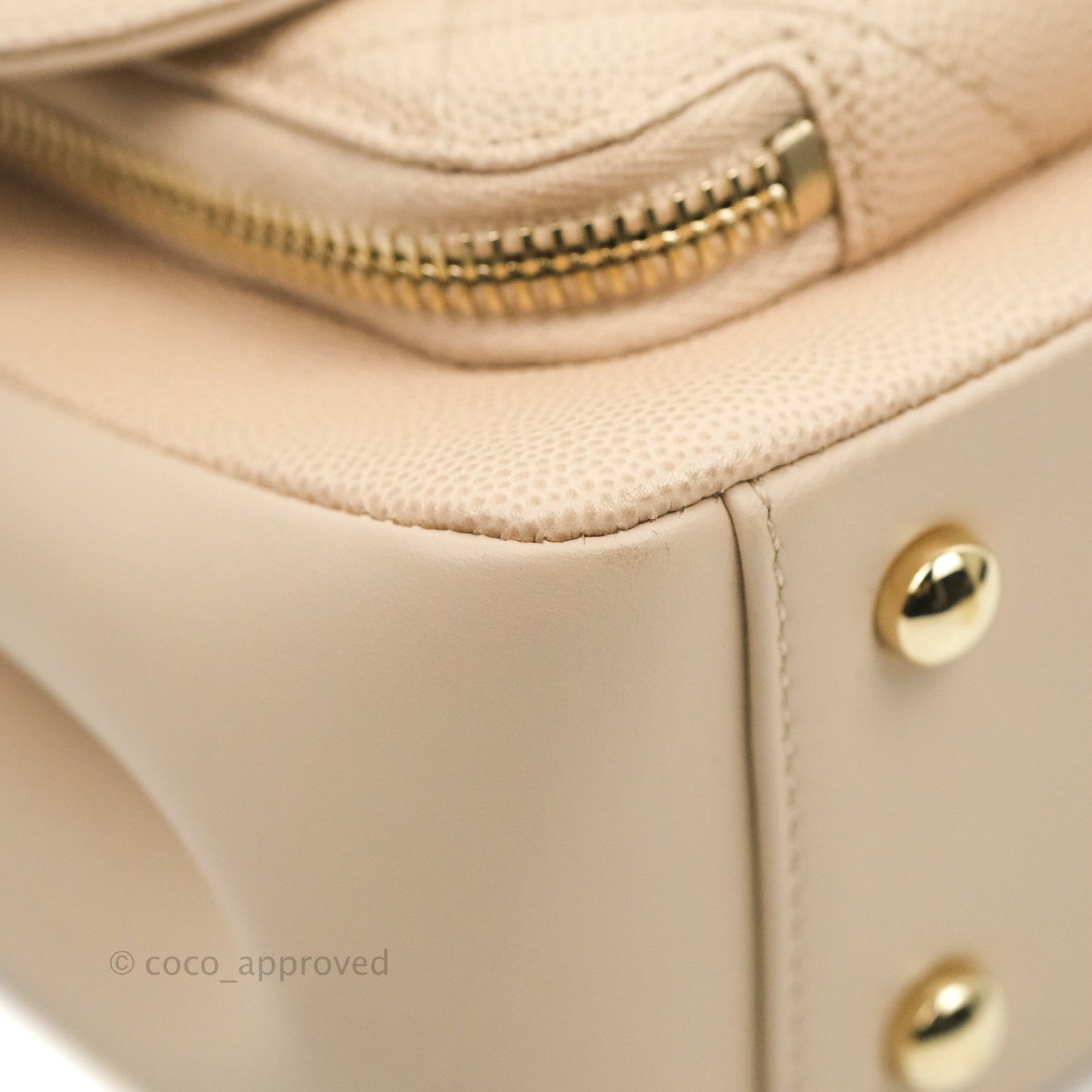 Chanel Quilted Medium Business Affinity Flap Light Beige Caviar Gold Hardware
