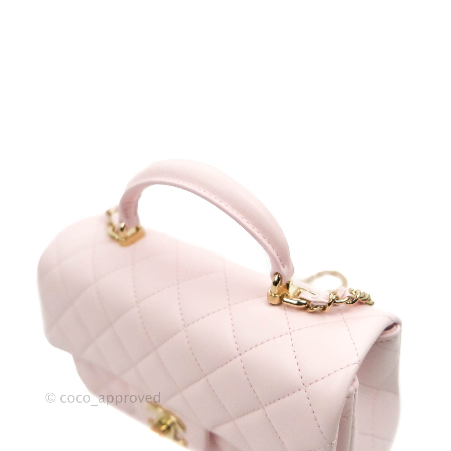 Chanel Top Handle Mini Rectangular Flap Bag Light Pink Lambskin Gold Hardware 22P