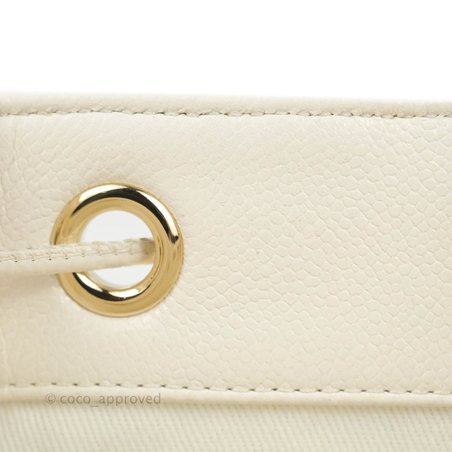 Chanel Business Affinity Drawstring Bucket Bag White Caviar Gold Hardware