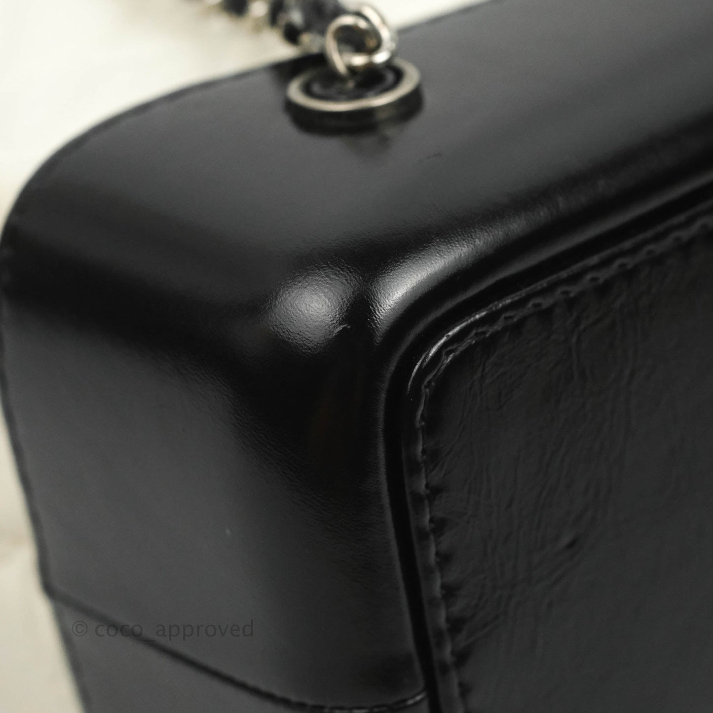 Chanel Small Gabrielle Backpack White Black Aged Calfskin