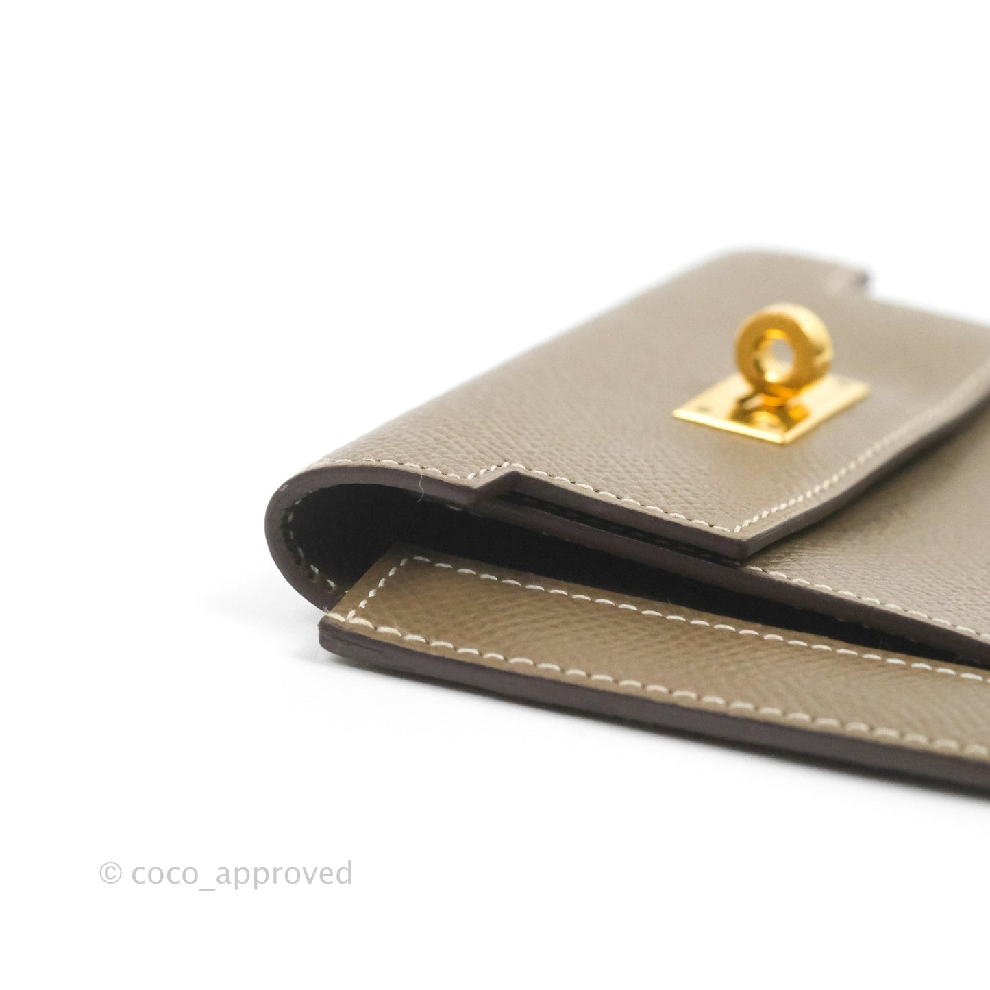 Hermès Kelly Pocket Compact Wallet Epsom Etoupe Gold Hardware