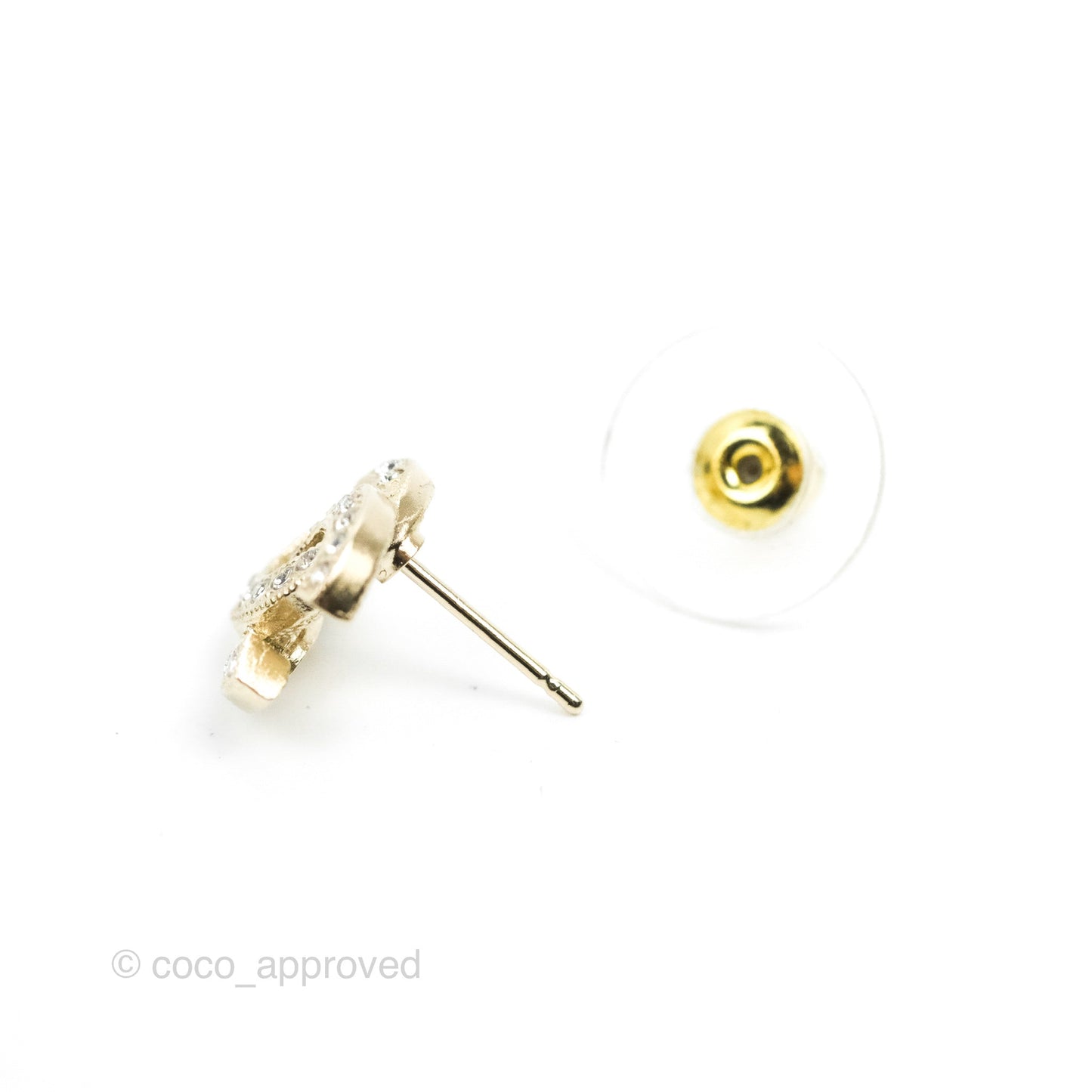 Chanel Small Crystal CC Earrings Gold Tone 22V