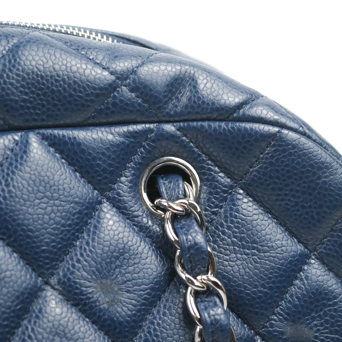 Chanel Quilted Large Classic Camera Bag Navy Caviar Silver Hardware