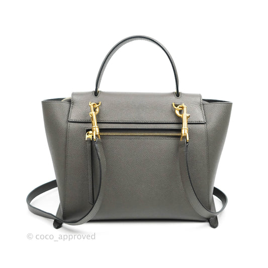 Celine Micro Belt Bag Grey Grained Calfskin Gold Hardware
