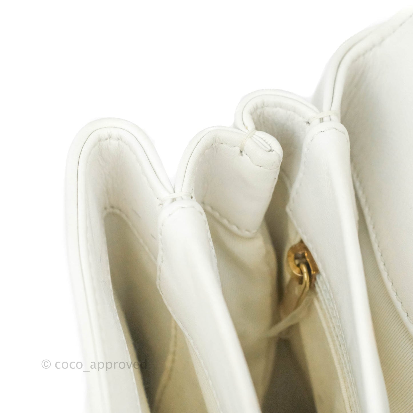 Chanel Flap Bag White Calfskin Gold Hardware 19S