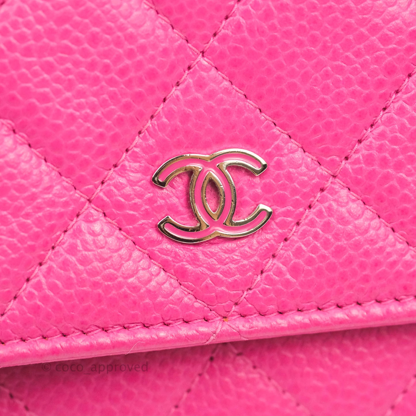 Chanel Quilted Wallet on Chain WOC Pink Caviar Silver Hardware