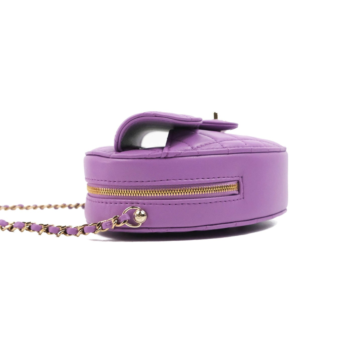Chanel Large Heart Bag Purple Lambskin Gold Hardware 22S