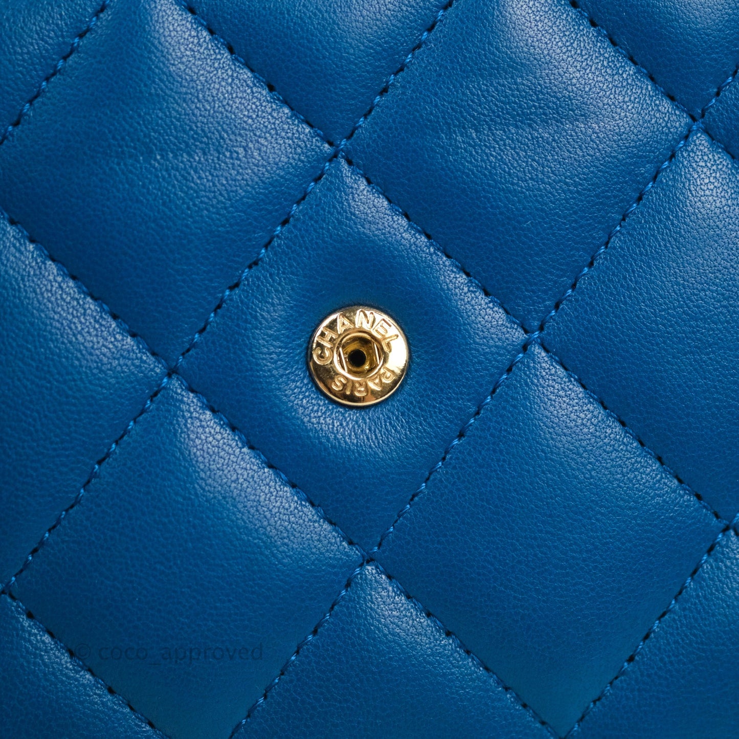 Chanel Quilted Classic Wallet on Chain WOC Blue Lambskin Gold Hardware