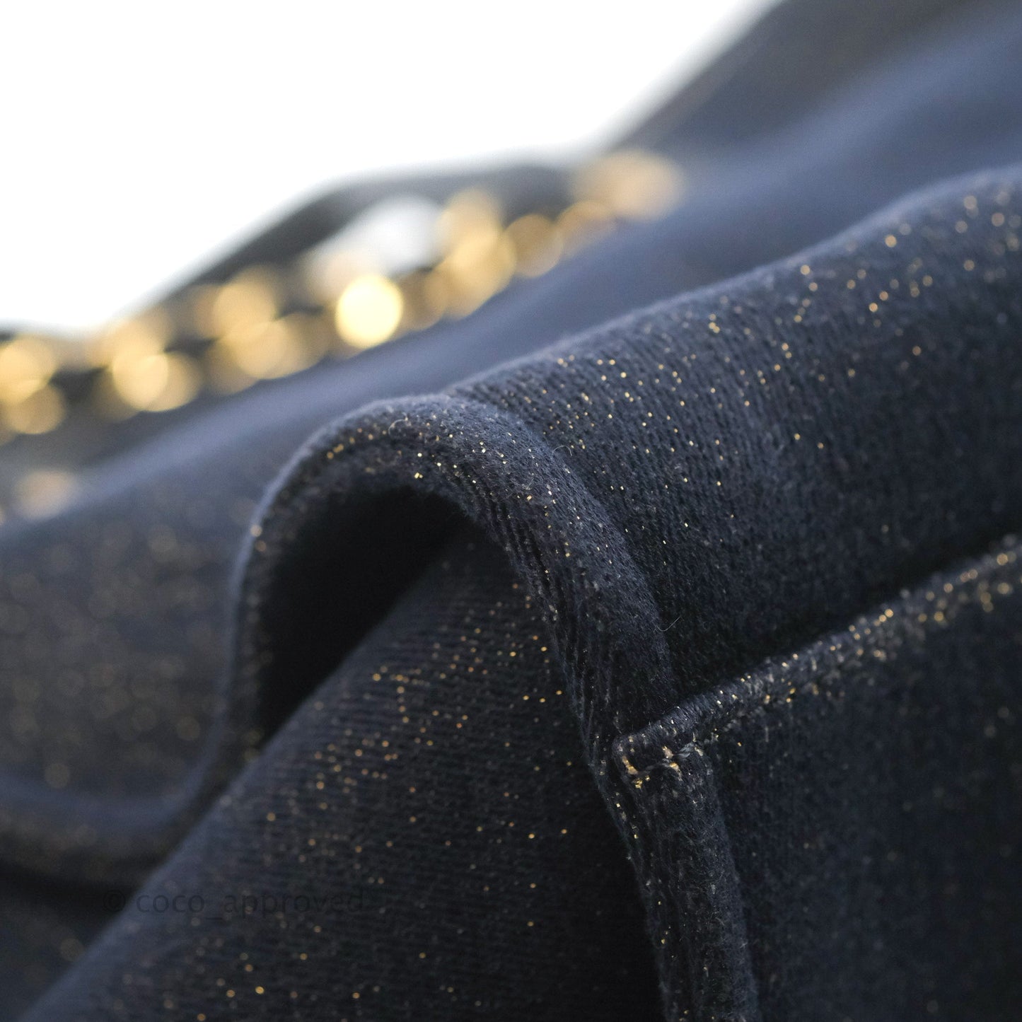 Chanel Canvas Large Deauville Tote Navy Glittery Gold Logo 19B