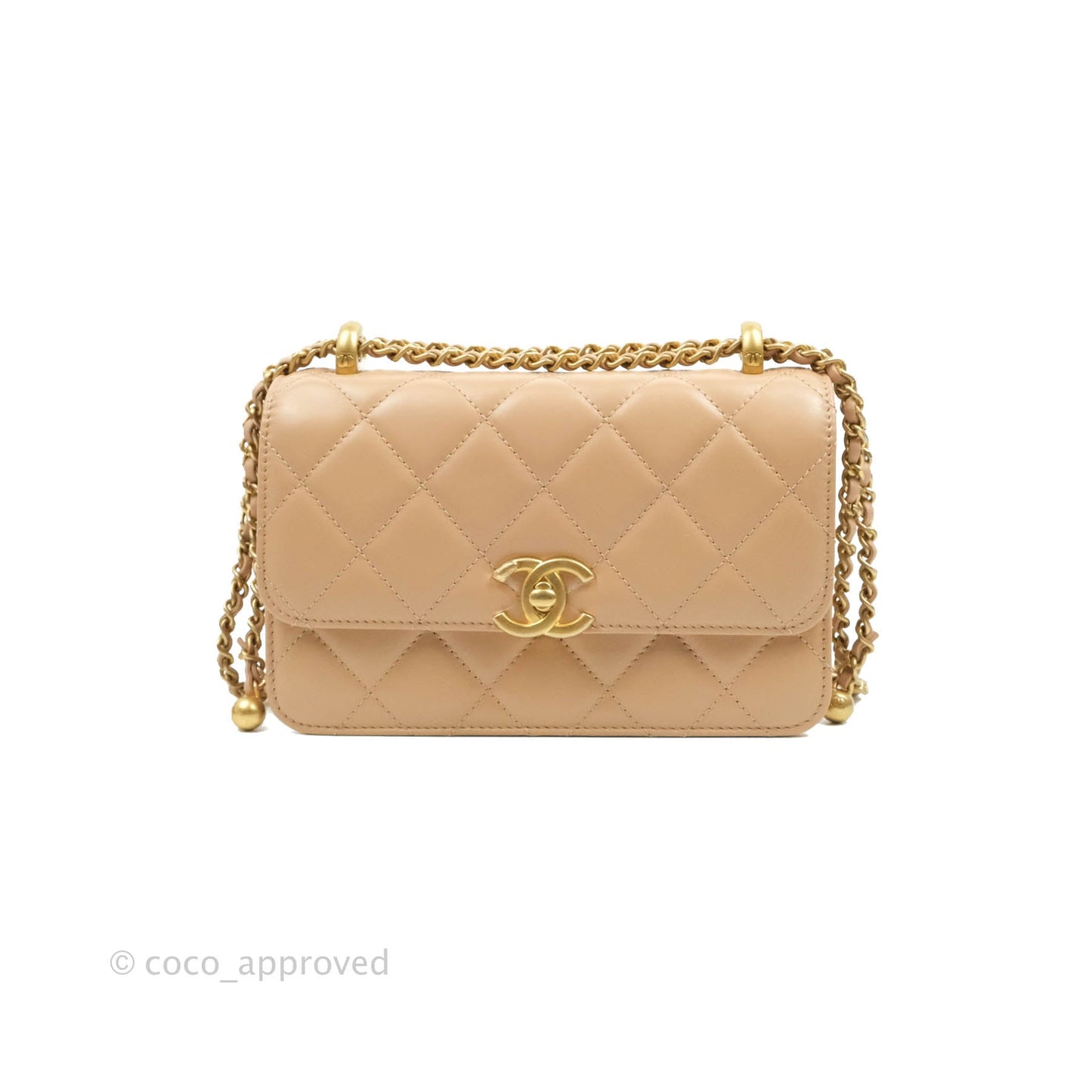 Chanel Quilted Mini Perfect Fit Adjustable Beige Calfskin Gold Hardware 21A