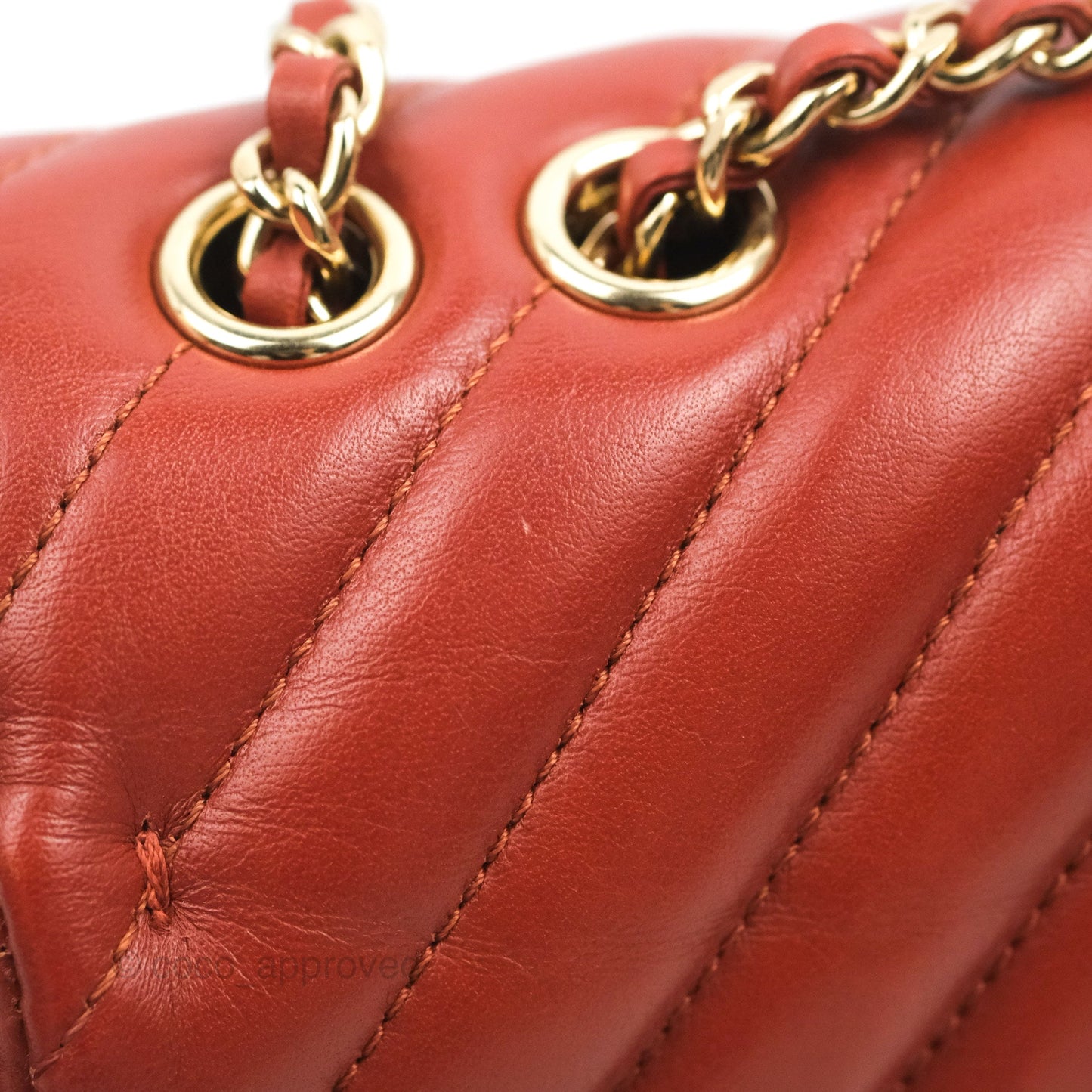 Chanel Small Statement Chevron Flap Bag Red Calfskin Gold Hardware